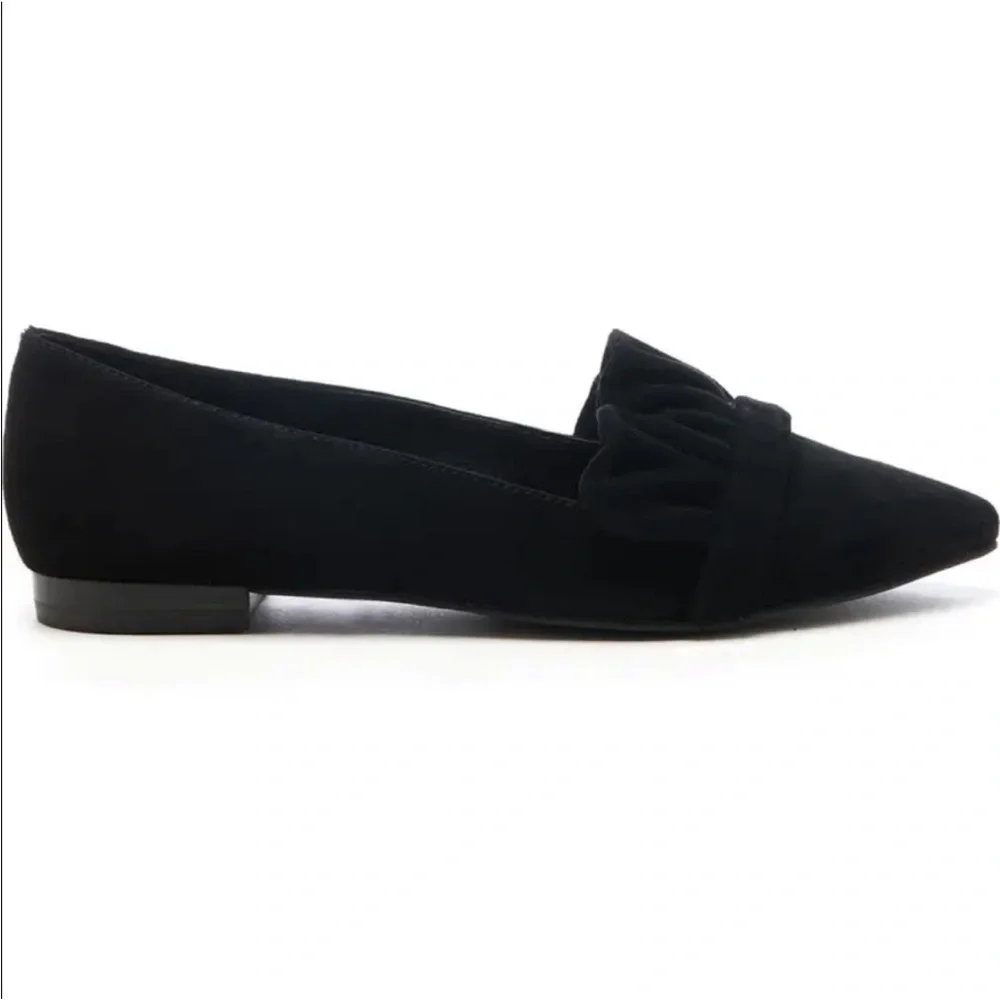 Sole Society SO-Kamber Black Suede Flats with Ruffle Detail size 9